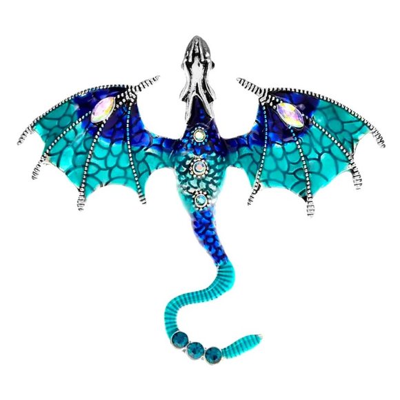 Large Dragon Brooch Pin or Pendant Enamel Rhinestones Magical Choose Versitile - Picture 4 of 5